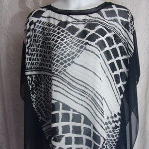 Chico's Dressy Black and White Poncho Size S/M NWOT